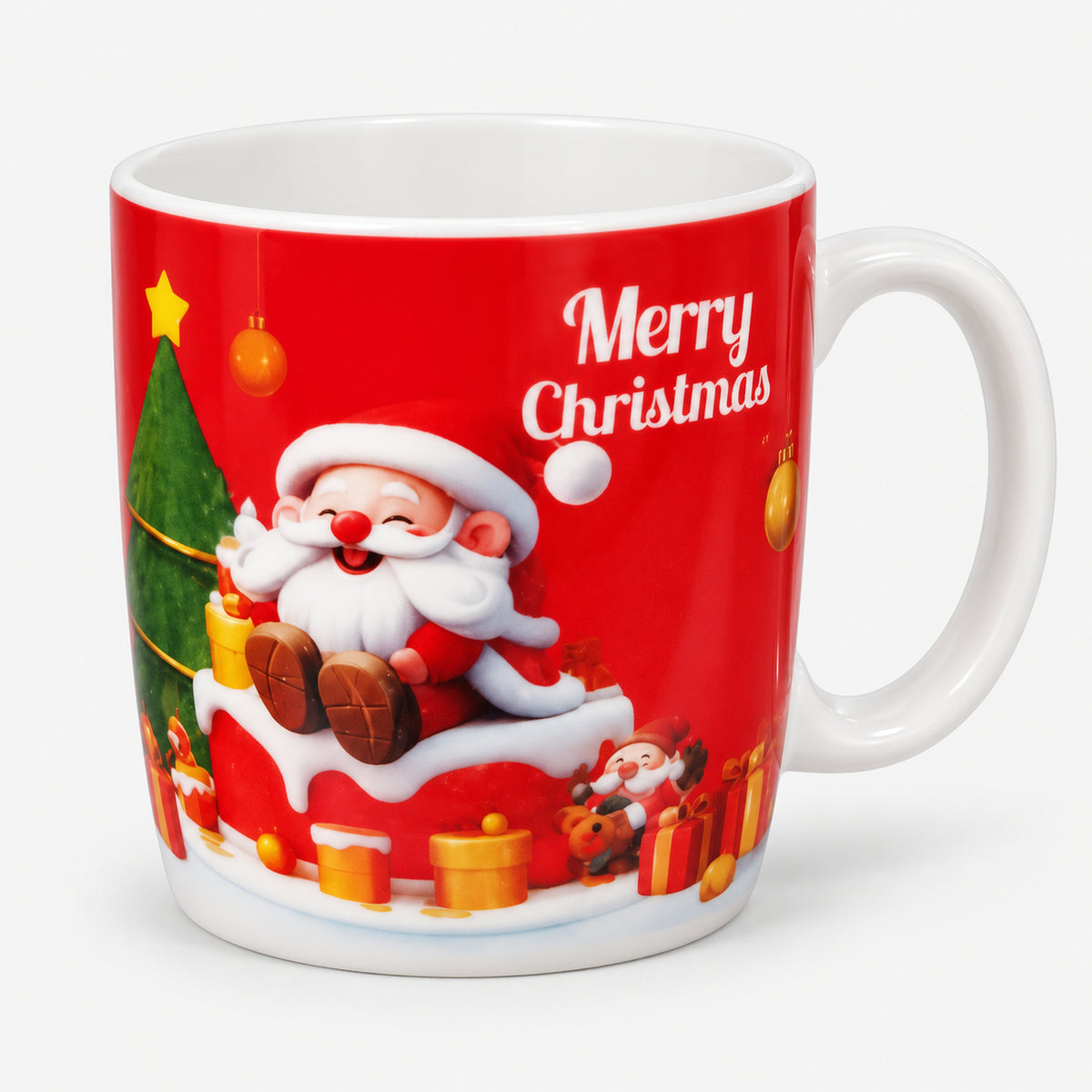 Christmas mug with red Santa in snow design