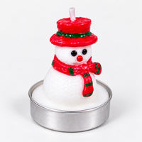 Snowman tea light candle with a red top hat and scarf