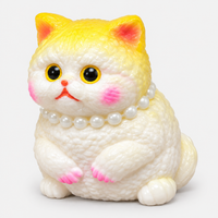Chubby surprise cat squishy with pearl necklace and rosy cheeks