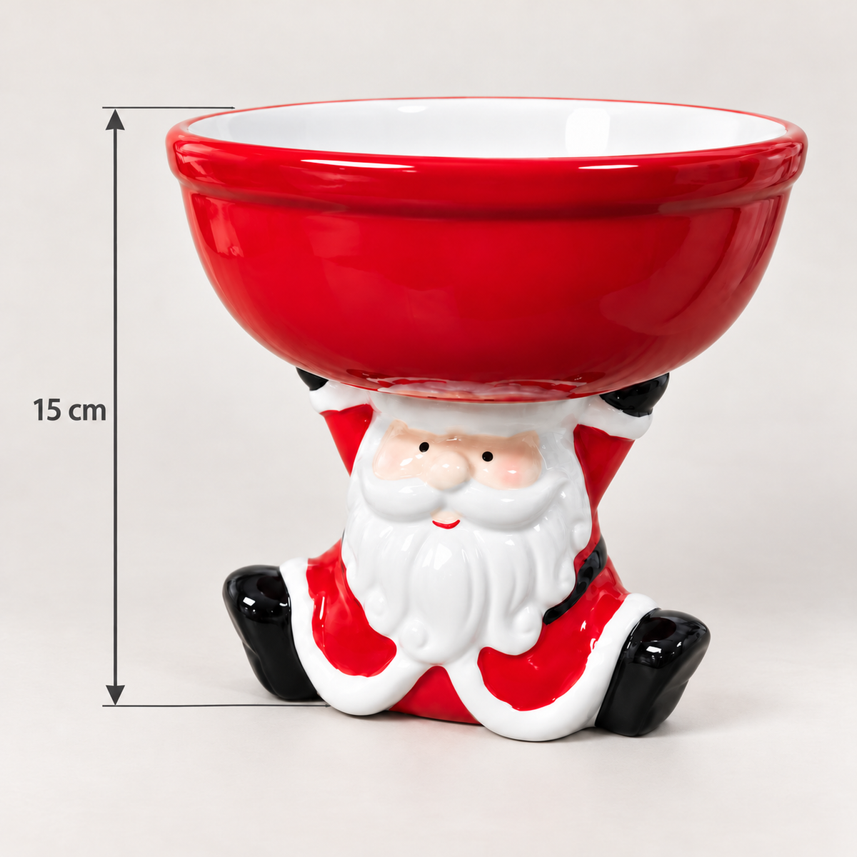 Sitting Santa Christmas bowl measurements: 15 cm high
