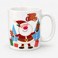 Christmas mug with white Santa and blue trees design