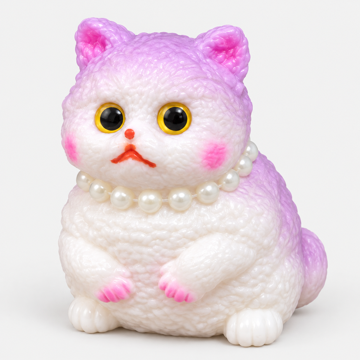 Surprise cat squishy with big eyes and pink paws