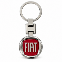 Metal car logo keychain with a round red logo