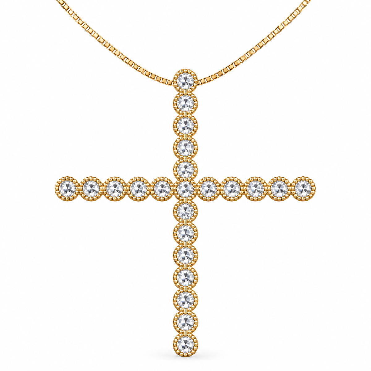 Cross Strass necklace in gold with clear stones