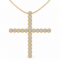 Cross Strass necklace in gold with clear stones