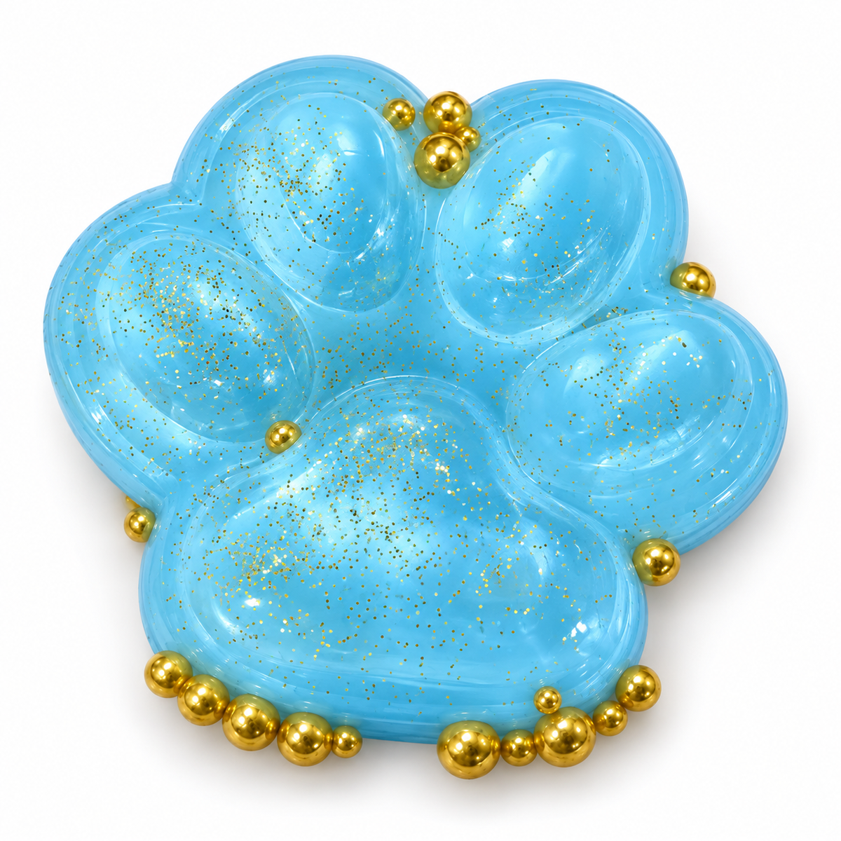 Blue transparent glitter paw squishy