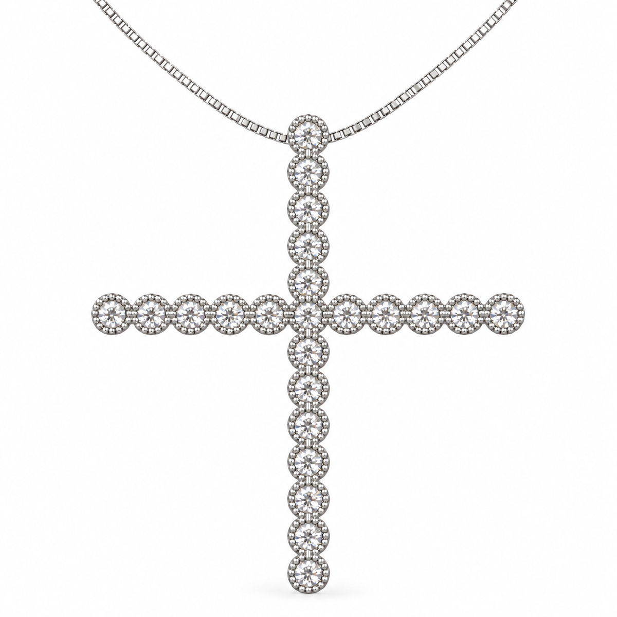 Cross Strass necklace in silver with clear stones