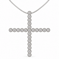 Cross Strass necklace in silver with clear stones