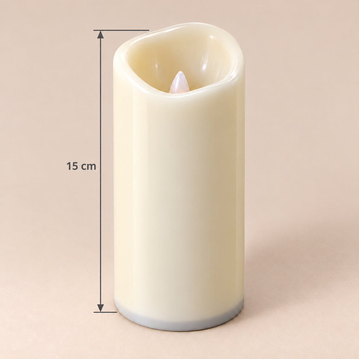 LED pillar candle measurements: 15 cm high
