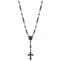 All black metal rosary necklace with a black crucifix