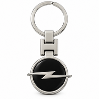 Metal car logo keychain with a black lightning bolt logo