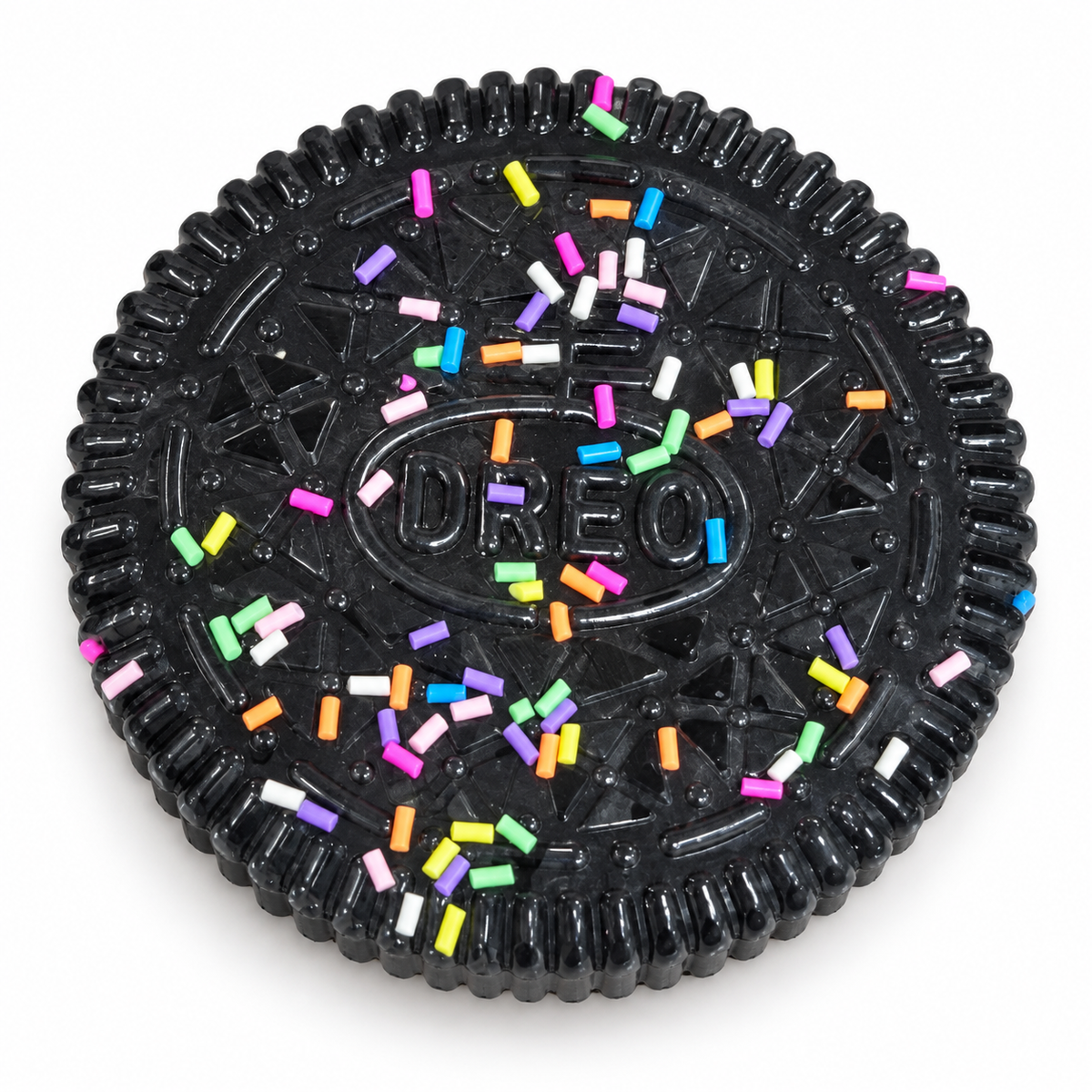 Big chocolate sandwich cookie squishy with sprinkles