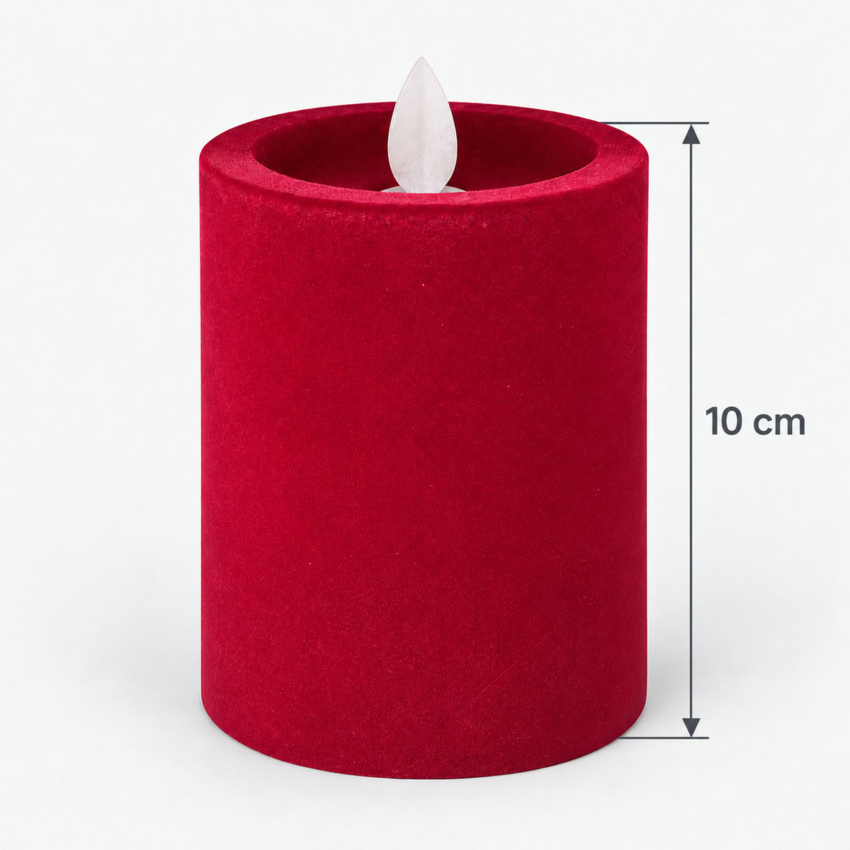 Burgundy LED pillar candle measuring 10 cm tall