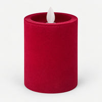 Burgundy 10 cm LED pillar candle switched off