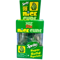 Clear soda squishy cube in a green box