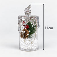 Pine cone LED candle lantern measuring 11cm tall