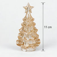 Gold glitter LED Christmas tree light measuring 11cm tall