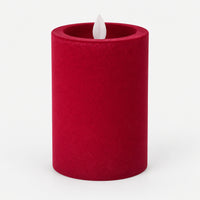 Burgundy 12.5 cm LED pillar candle switched off