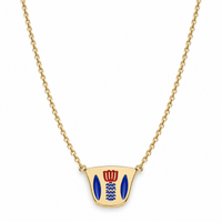 Necklace with a Lebanese coffee cup pendant in red and blue enamel