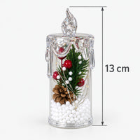 Pine cone LED candle lantern measuring 13cm tall