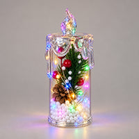13cm pine cone LED candle lantern glowing with colorful lights