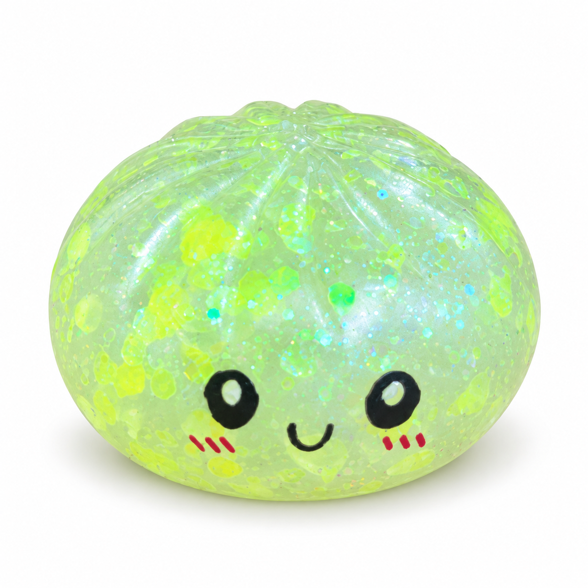 Surprise mini dumpling squishy, glitter style with a kawaii face