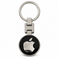 Metal logo keychain with a round black tech logo