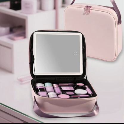 Makeup Storage Bag with LED Mirror