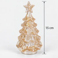 Gold glitter LED Christmas tree light measuring 15cm tall