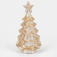 15cm clear Christmas tree with gold glitter and a star, switched off