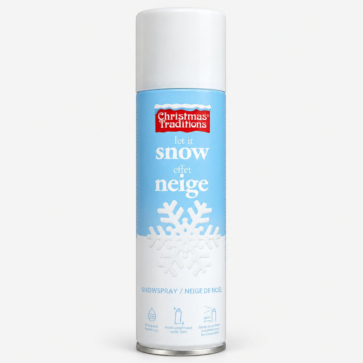 Christmas snow spray can for a white snow effect on windows and decorations