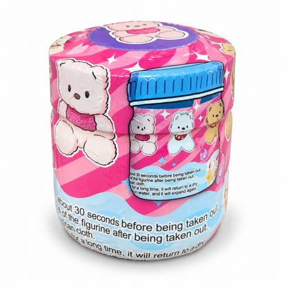 Bear surprise plush jar with purple lid