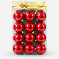 Pack of 12 shiny red Christmas balls, 4 cm, in its packaging