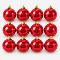 12 shiny red Christmas balls, 4 cm each