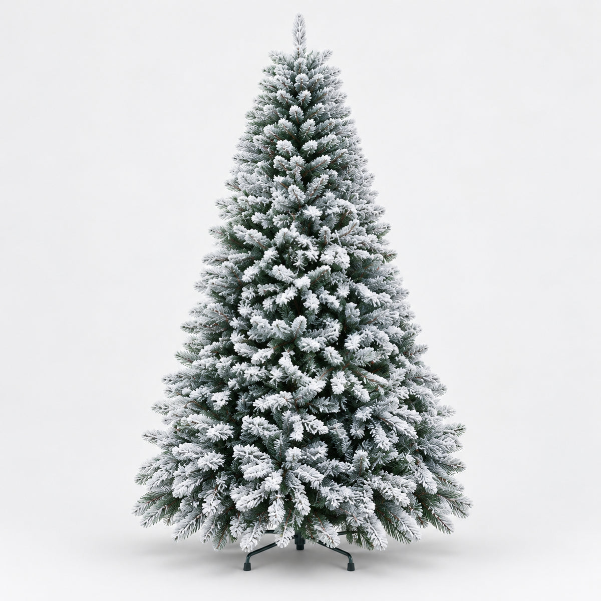 Snow flocked Christmas tree, 180cm, with white snowy branches