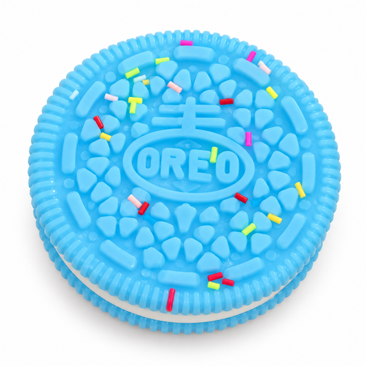 Blue sandwich cookie squishy with sprinkles