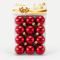 Pack of 12 shiny red Christmas balls, 6 cm, in its packaging
