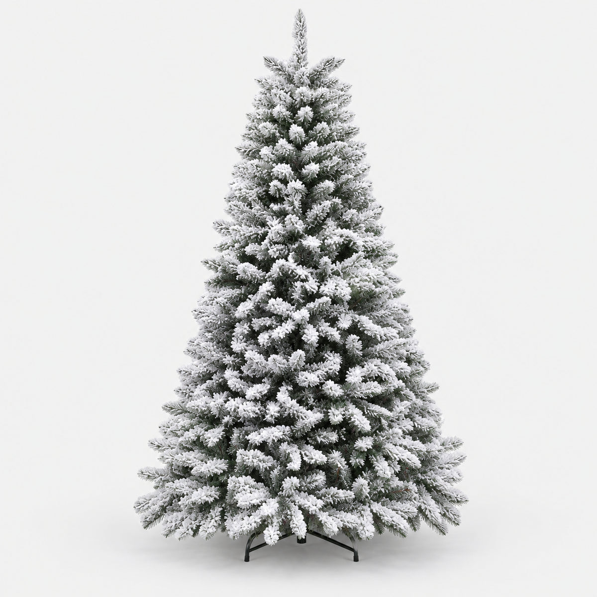 Snow flocked Christmas tree, 210cm, with white snowy branches
