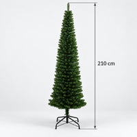 Slim pencil Christmas tree measuring 210cm tall