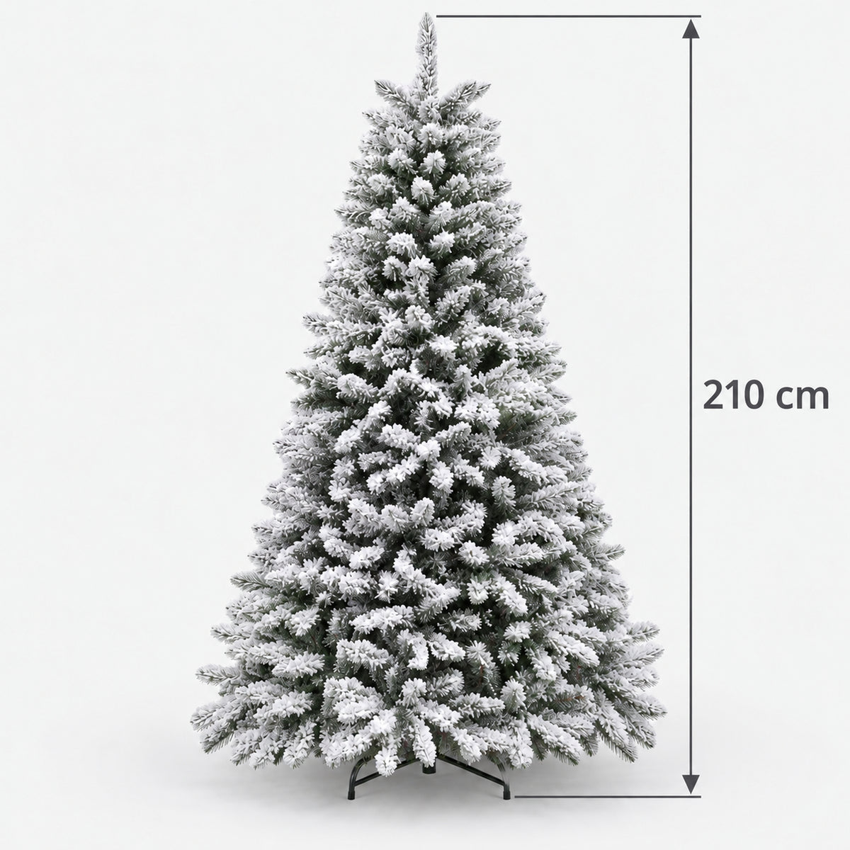 Snow flocked Christmas tree measuring 210cm tall