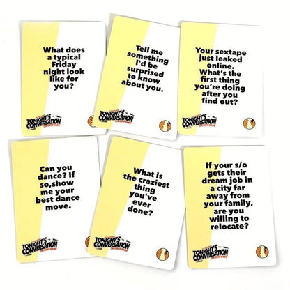 Sample cards from the Perfect Date Night Questions couples conversation game