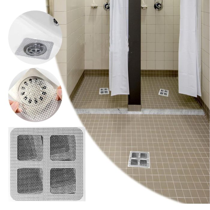 Peel-and-stick sink strainer sticker
