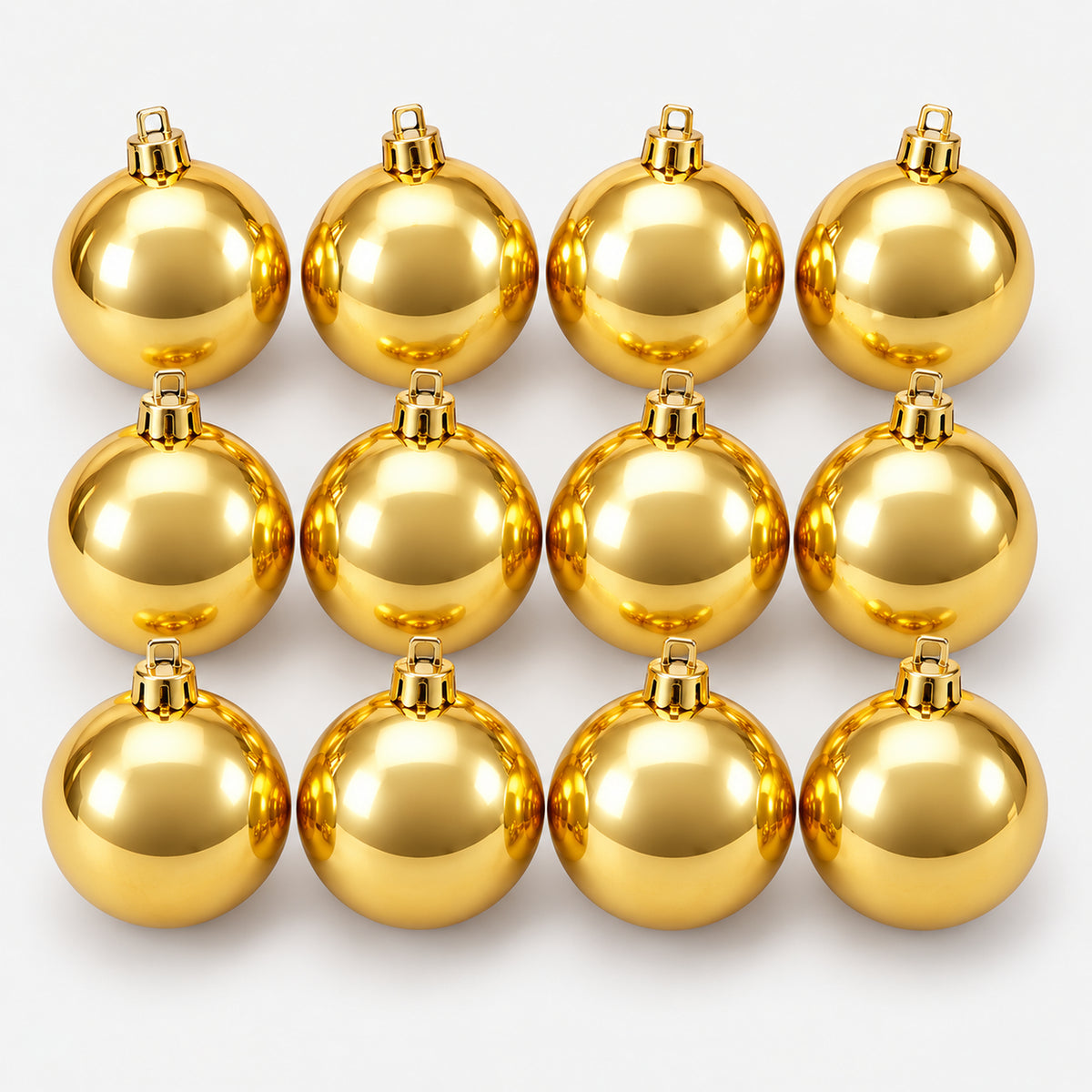 12 shiny gold Christmas balls, 6 cm each