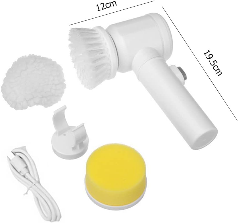 Electric cleaning brush size 12 x 19.5 cm with its heads, holder and USB cable