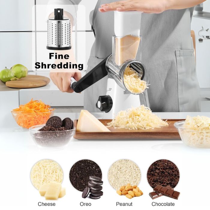 Rotary grater with stainless steel drum blade