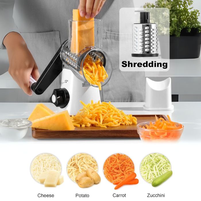 Rotary vegetables grater and slicer