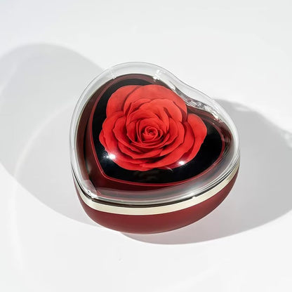 Heart-Shaped Rose Flip Rotating Ring Jewelry Box