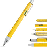 Yellow 6-in-1 multifunctional pen with ruler markings