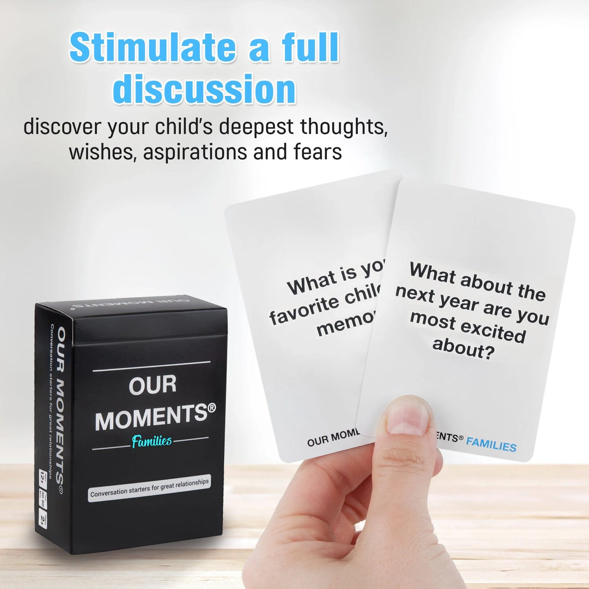 OUR MOMENTS Families box with sample question cards