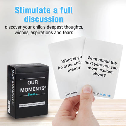 OUR MOMENTS Families box with sample question cards